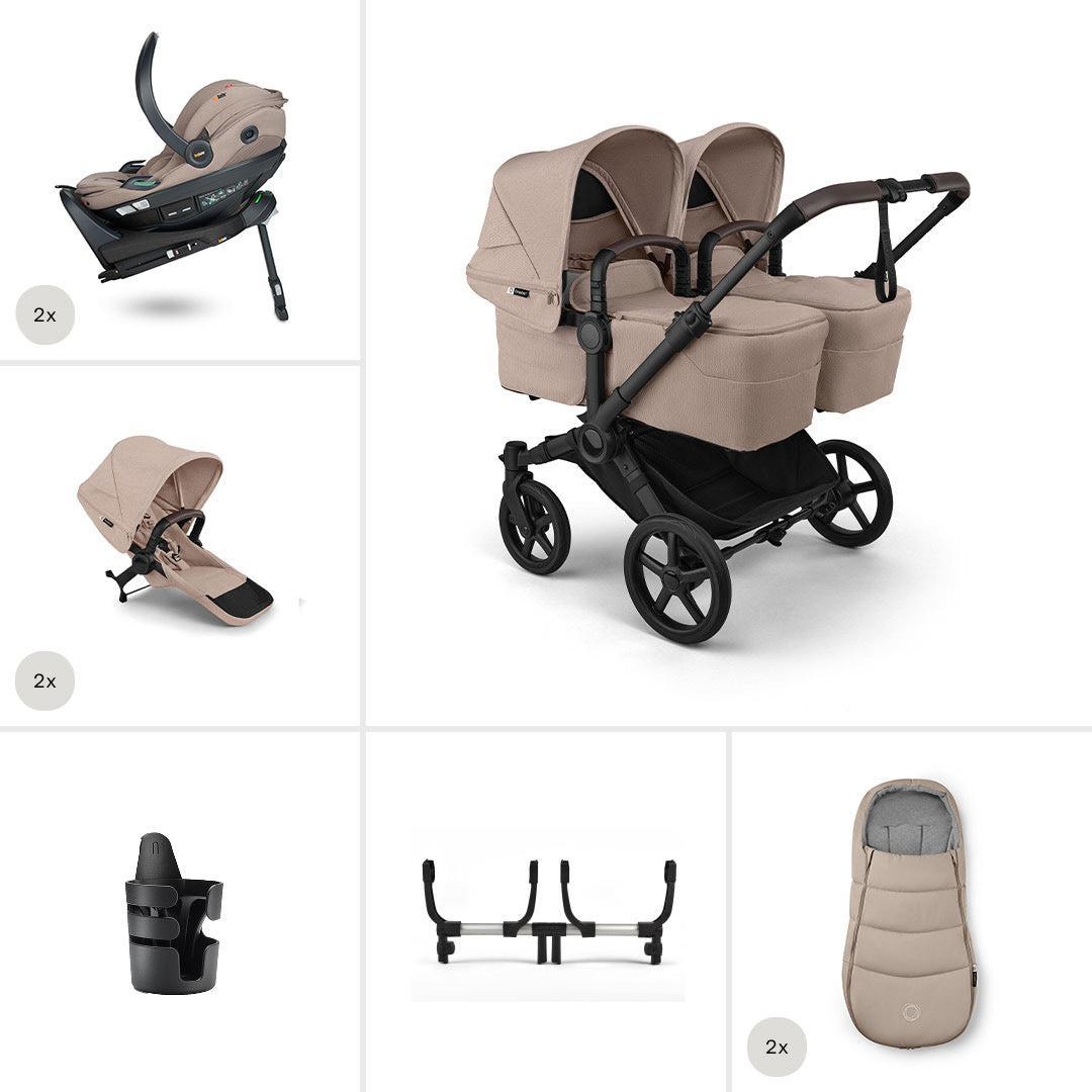 Bugaboo Donkey 6 Twin Ultimate Go Beyond 2 Newborn Bundle-Travel Systems-Desert Taupe- | Natural Baby Shower