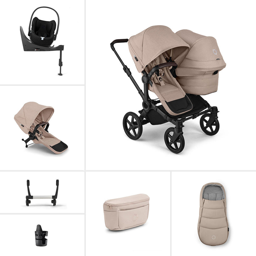 Bugaboo Donkey 6 Double Ultimate Cloud T Newborn Bundle-Travel Systems-Desert Taupe- | Natural Baby Shower