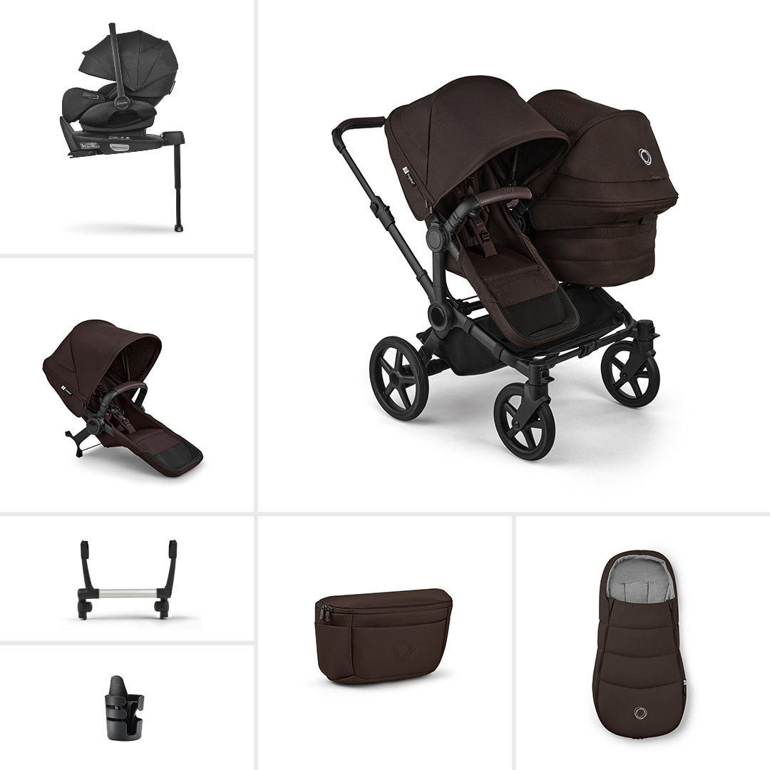 Bugaboo Donkey 6 Double Ultimate Newborn Bundle-Travel Systems-Cocoa Brown- | Natural Baby Shower