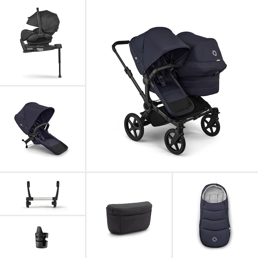 bugaboo donkey vapor blue Bugaboo Donkey 6 Double Ultimate Newborn Bundle