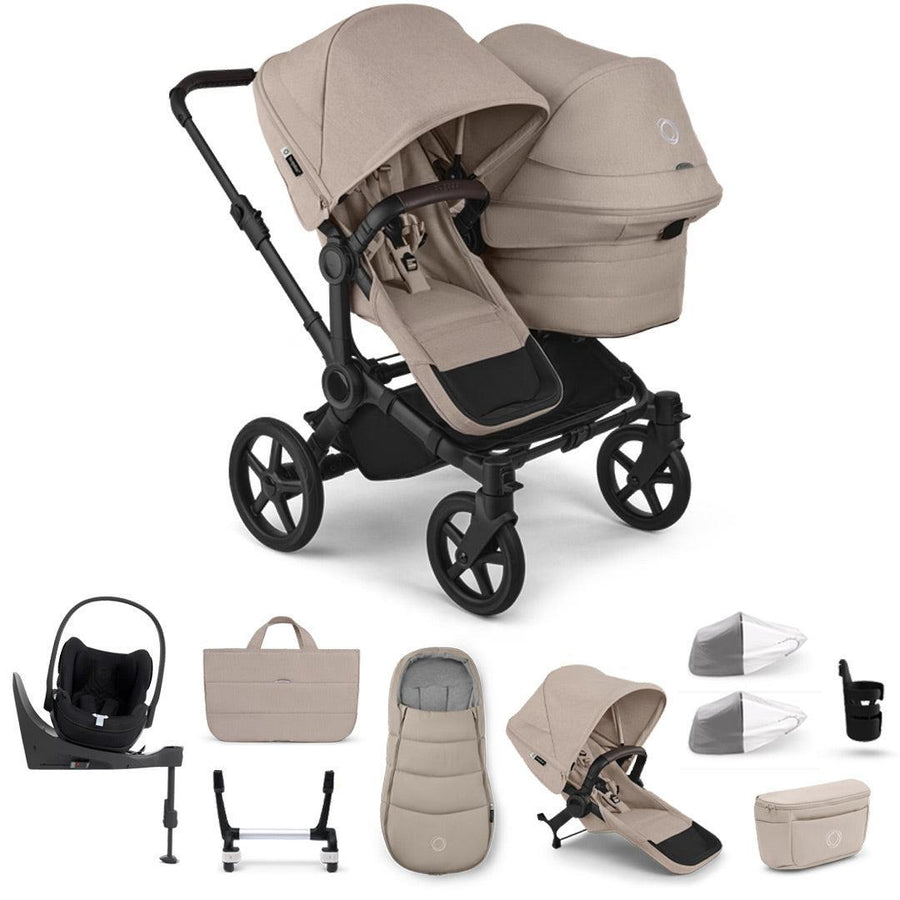 Bugaboo Donkey 6 Double Ultimate Cloud T Newborn Bundle-Travel Systems-Desert Taupe- | Natural Baby Shower