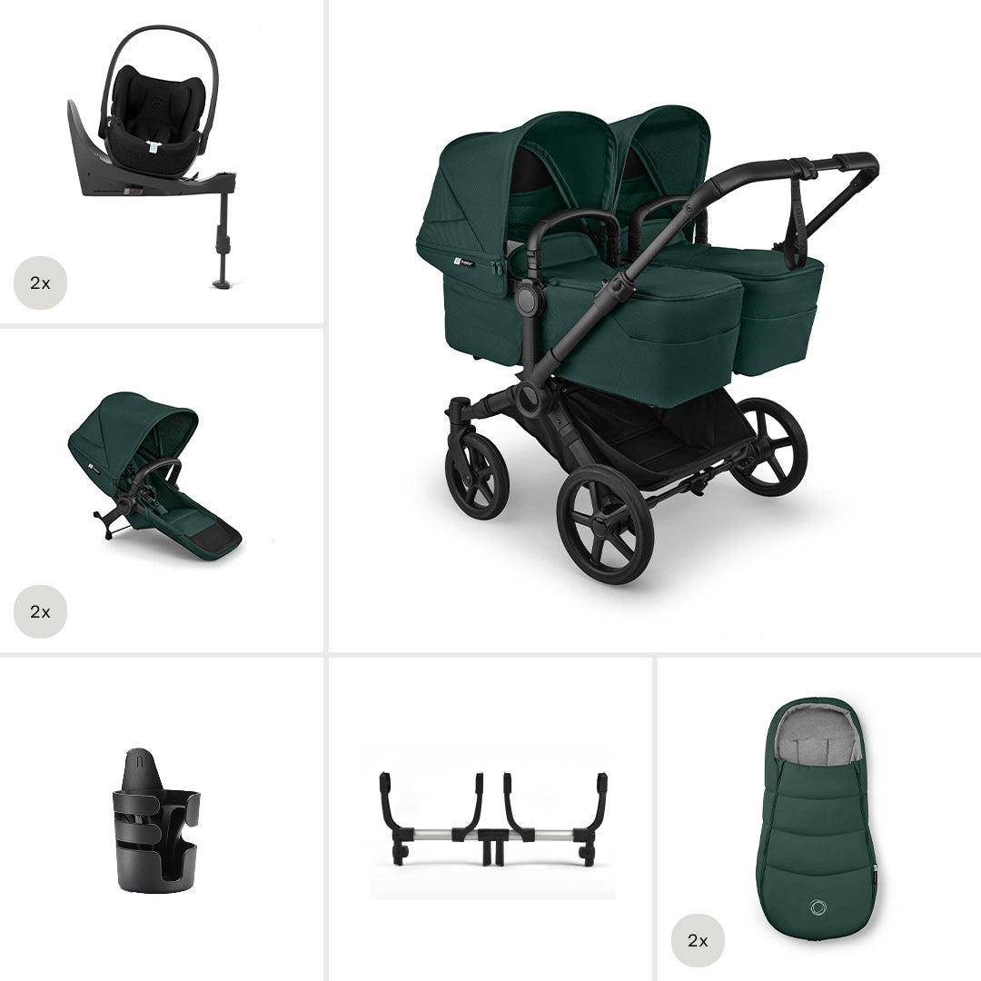 Bugaboo Donkey 6 Twin Ultimate Cloud T Newborn Bundle-Travel Systems-Fern Green- | Natural Baby Shower