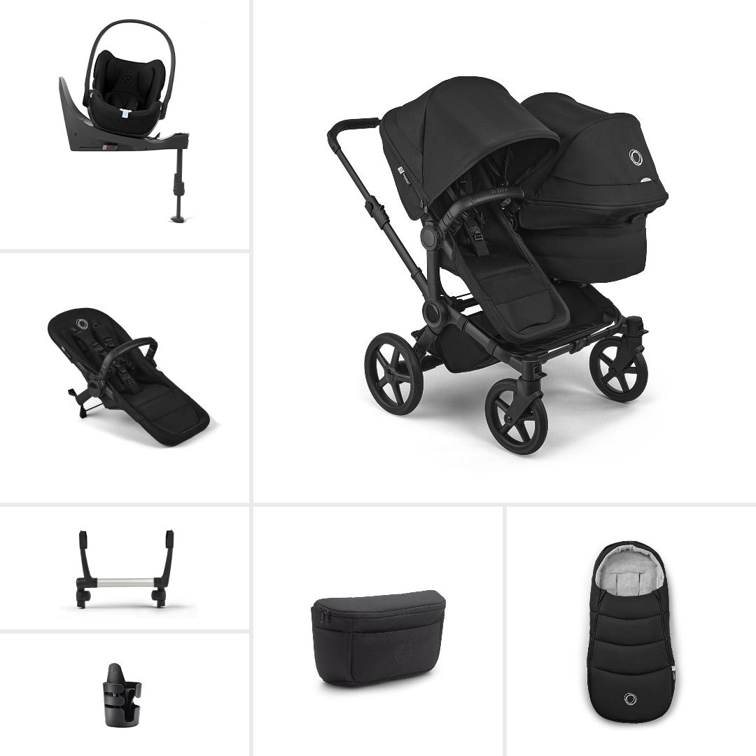Bugaboo Donkey 6 Double Ultimate Cloud T Newborn Bundle-Travel Systems-Heritage Black- | Natural Baby Shower