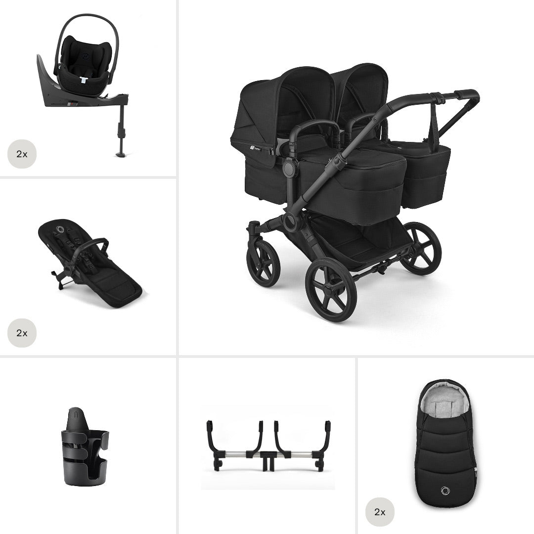 Bugaboo Donkey 6 Twin Ultimate Cloud T Newborn Bundle-Travel Systems-Heritage Black- | Natural Baby Shower