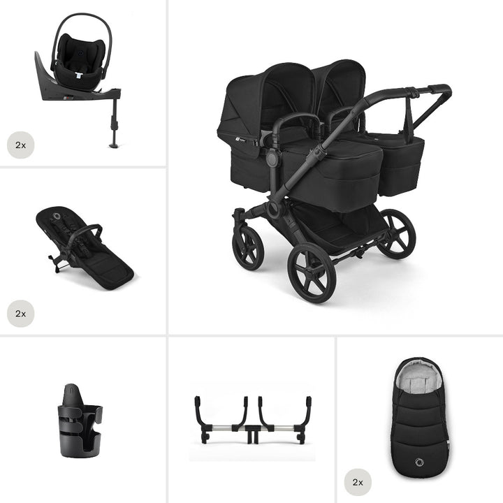 Bugaboo Donkey 6 Twin Ultimate Cloud T Newborn Bundle-Travel Systems-Heritage Black- | Natural Baby Shower