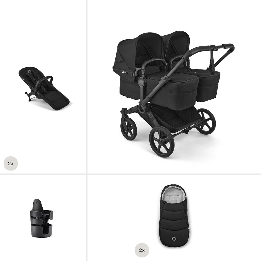 Bugaboo Donkey 6 Twin Essential Stroller Bundle-Stroller Bundles-Heritage Black- | Natural Baby Shower