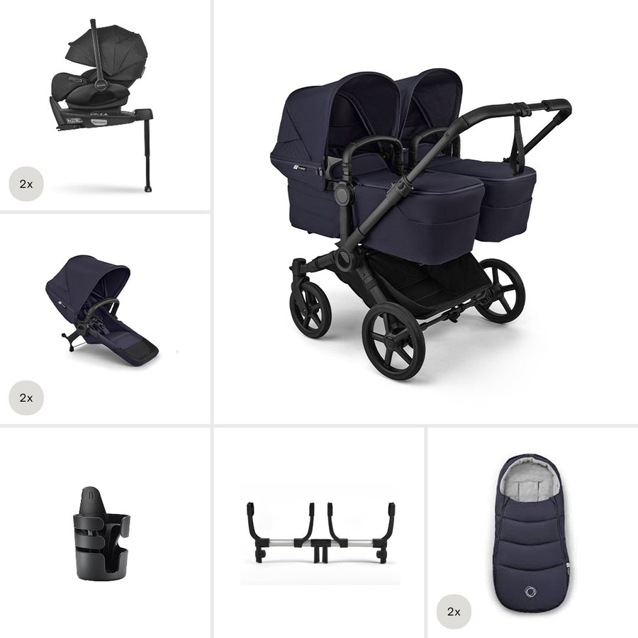 Bugaboo Donkey 6 Twin Ultimate Newborn Bundle-Travel Systems-Desert Taupe- | Natural Baby Shower