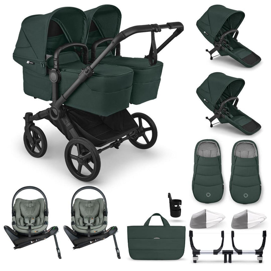 Bugaboo Donkey 6 Twin Ultimate Go Beyond 2 Newborn Bundle-Travel Systems-Fern Green- | Natural Baby Shower