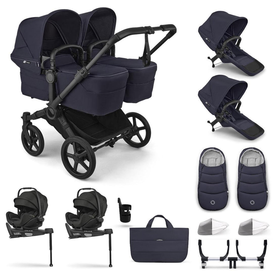 Bugaboo Donkey 6 Twin Ultimate Newborn Bundle-Travel Systems-Deep Indigo- | Natural Baby Shower