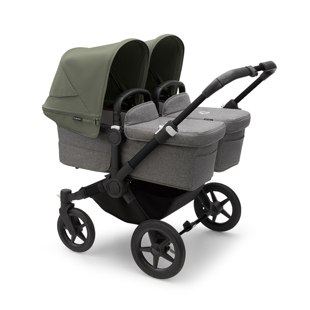Bugaboo Donkey 5 Twin Pushchair-Strollers-Black/Grey Melange/Forest Green- | Natural Baby Shower