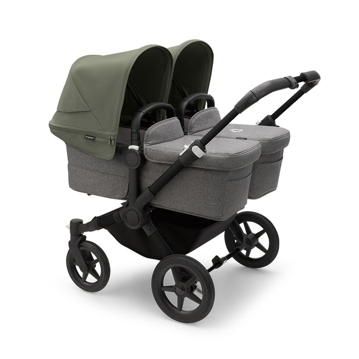 Bugaboo Donkey 5 Twin Pushchair-Strollers-Black/Grey Melange/Forest Green- | Natural Baby Shower