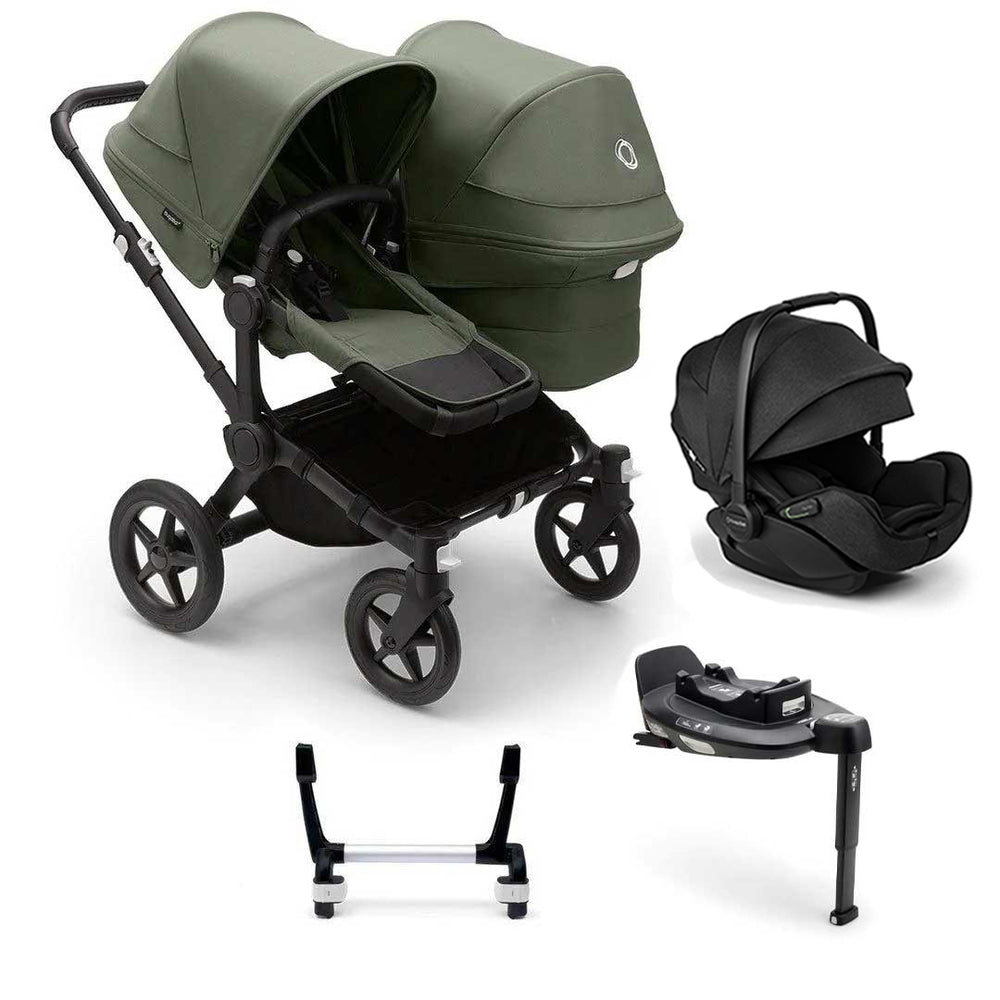 Bugaboo Donkey 5 Duo Complete + Otter Travel System-Travel Systems-Forest Green-1x Base | Natural Baby Shower