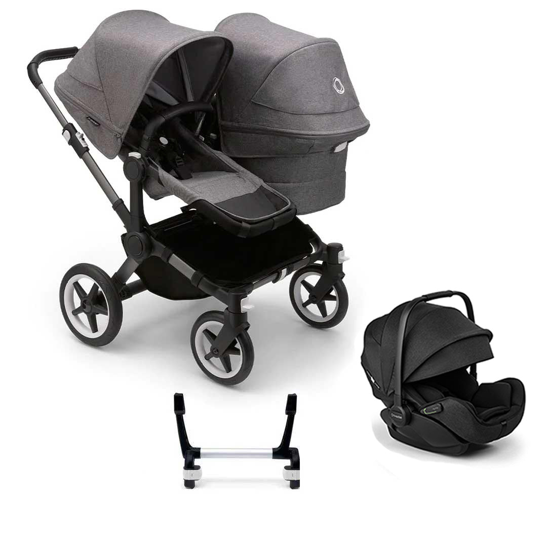 Bugaboo Donkey 5 Duo Complete + Otter Travel System-Travel Systems-Grey Melange-No Base | Natural Baby Shower