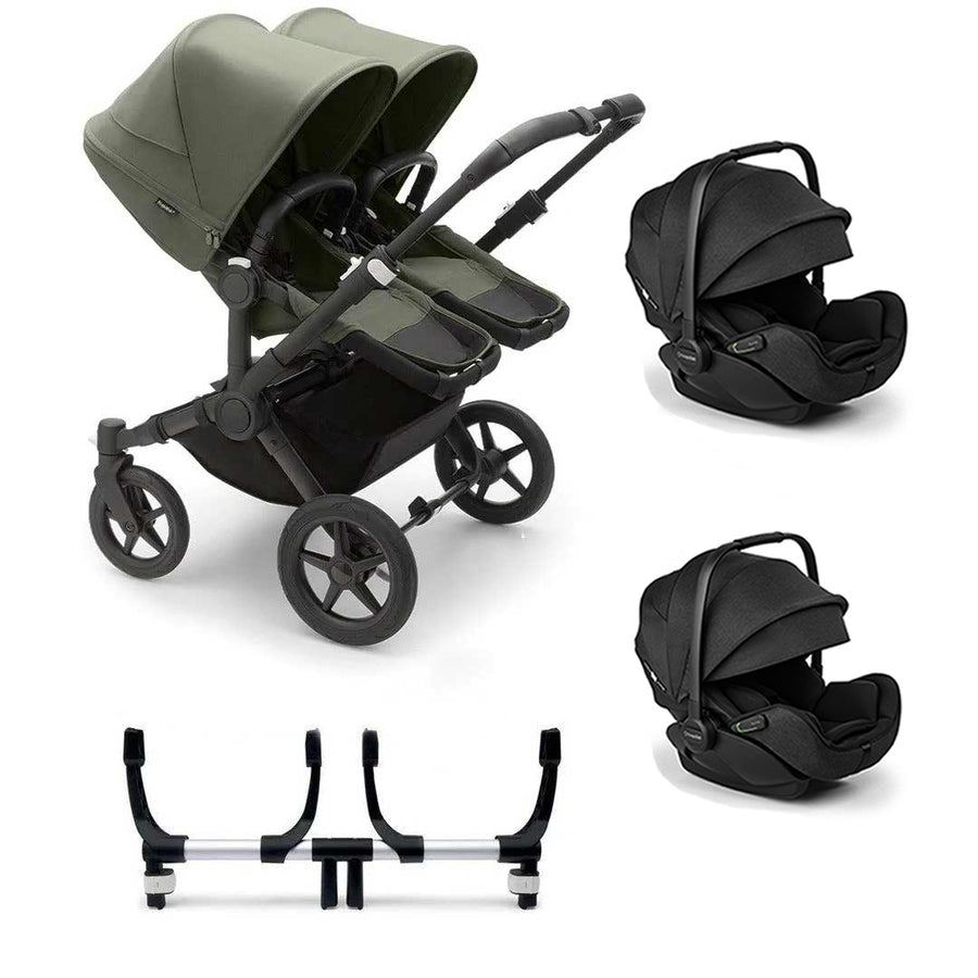 Bugaboo Donkey 5 Twin Complete + Otter Travel System-Travel Systems-Forest Green-No Base | Natural Baby Shower