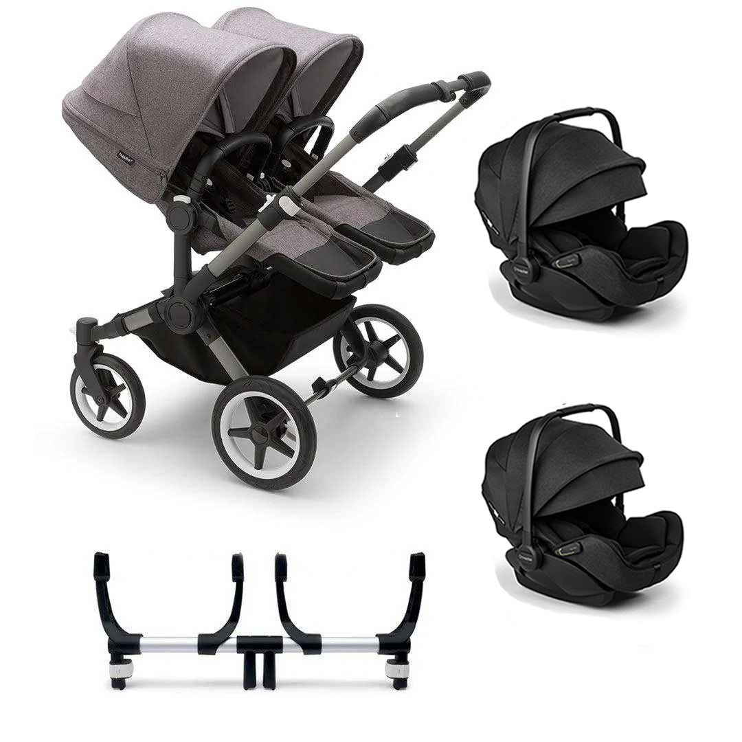Bugaboo Donkey 5 Twin Complete + Otter Travel System-Travel Systems-Grey Melange-No Base | Natural Baby Shower