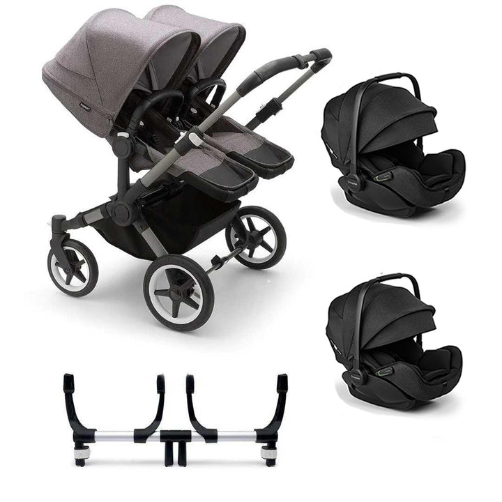 Bugaboo Donkey 5 Twin Complete + Otter Travel System-Travel Systems-Grey Melange-No Base | Natural Baby Shower