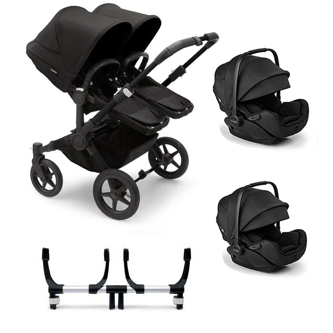 Bugaboo Donkey 5 Twin Complete + Otter Travel System-Travel Systems-Midnight Black-No Base | Natural Baby Shower