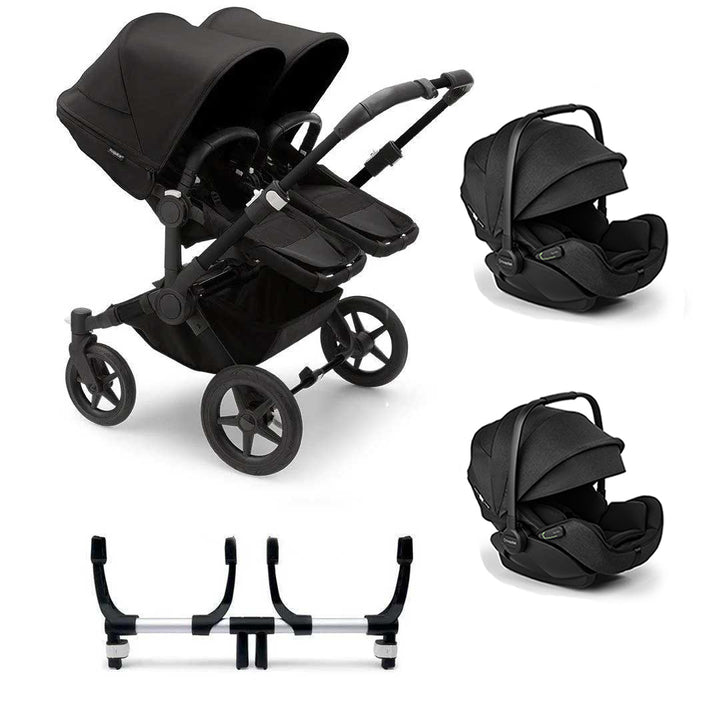 Bugaboo Donkey 5 Twin Complete + Otter Travel System-Travel Systems-Midnight Black-No Base | Natural Baby Shower