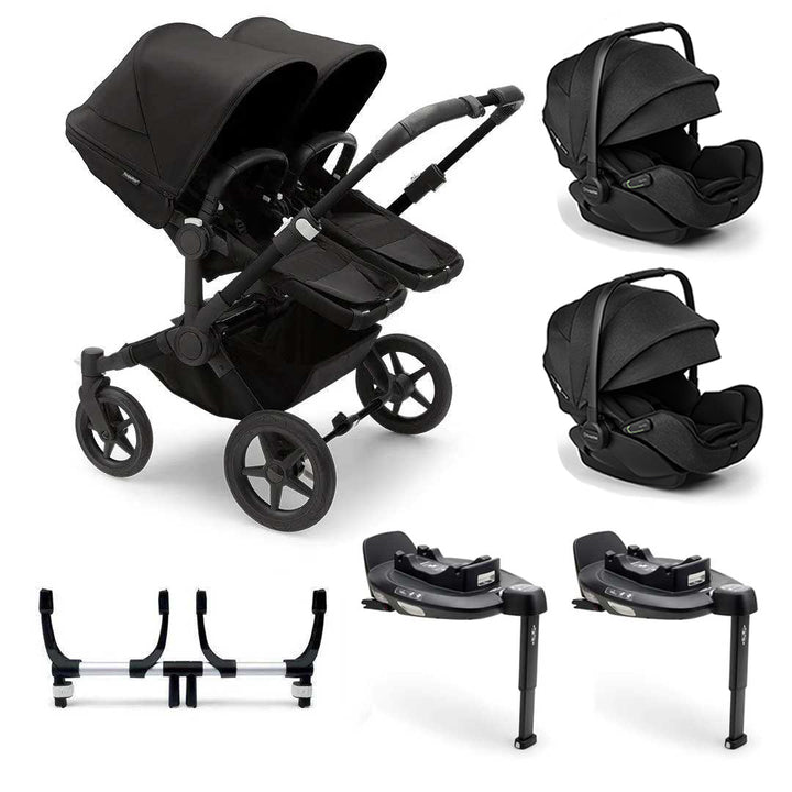 Bugaboo Donkey 5 Twin Complete + Otter Travel System-Travel Systems-Midnight Black-2x Base | Natural Baby Shower