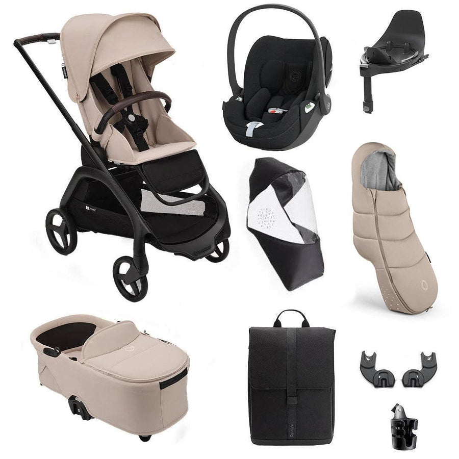 Bugaboo Dragonfly Ultimate + Cloud T Travel System-Travel Systems-Desert Taupe- | Natural Baby Shower