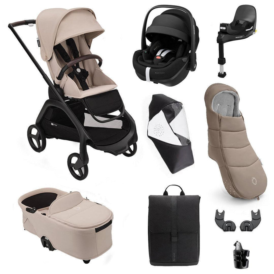 Bugaboo Dragonfly Ultimate + Pebble Pro 2 Travel System-Travel Systems-Desert Taupe- | Natural Baby Shower