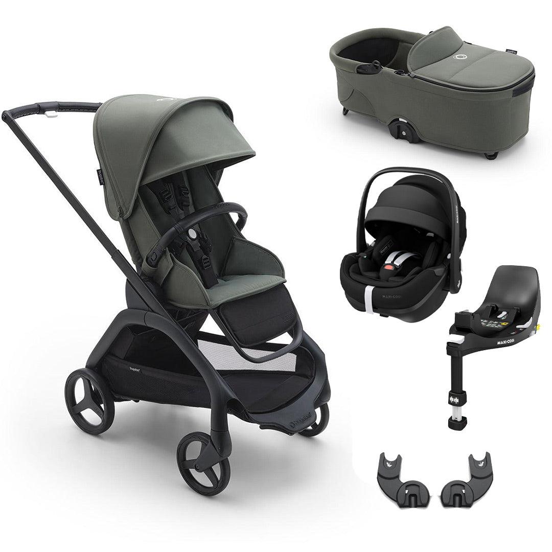 Bugaboo Dragonfly + Pebble 360/360 Pro Travel System - Forest Green-Travel Systems-Pebble Pro Car Seat-With Carrycot | Natural Baby Shower