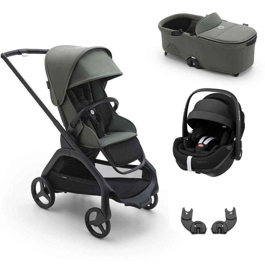 Bugaboo Dragonfly + Pebble 360/360 Pro Travel System - Forest Green-Travel Systems-Pebble Pro Car Seat-With Carrycot | Natural Baby Shower