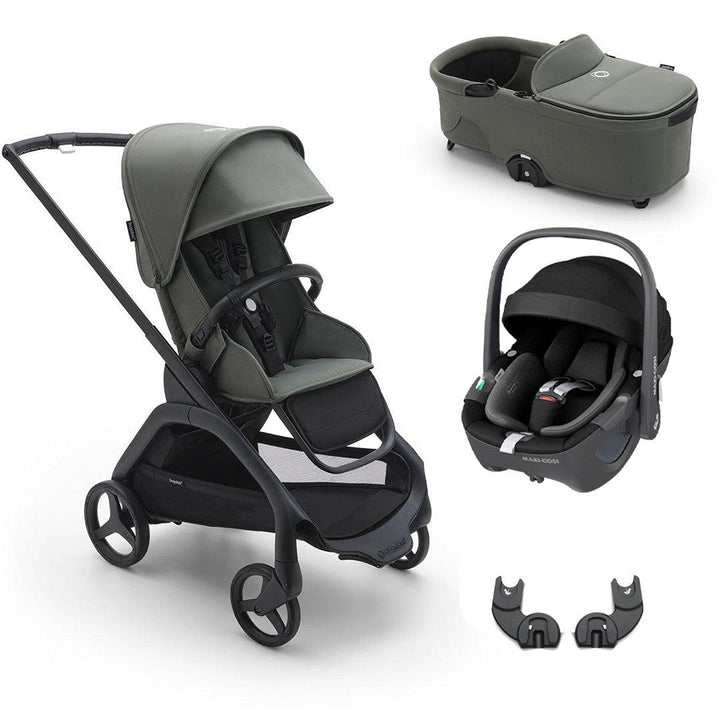 Bugaboo Dragonfly + Pebble 360/360 Pro Travel System - Forest Green-Travel Systems-Pebble 360 Car Seat-With Carrycot | Natural Baby Shower