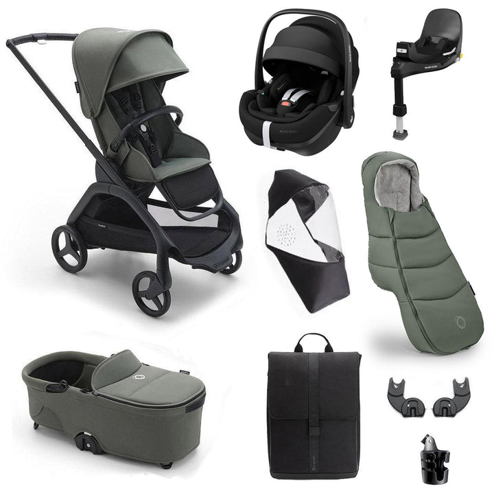 Bugaboo Dragonfly Ultimate + Pebble Pro 2 Travel System-Travel Systems-Forest Green- | Natural Baby Shower