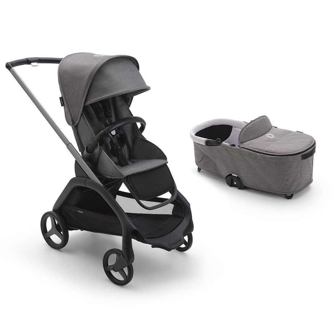 Bugaboo Dragonfly Complete Pushchair - Grey Melange-Strollers-Grey Melange-With Carrycot | Natural Baby Shower