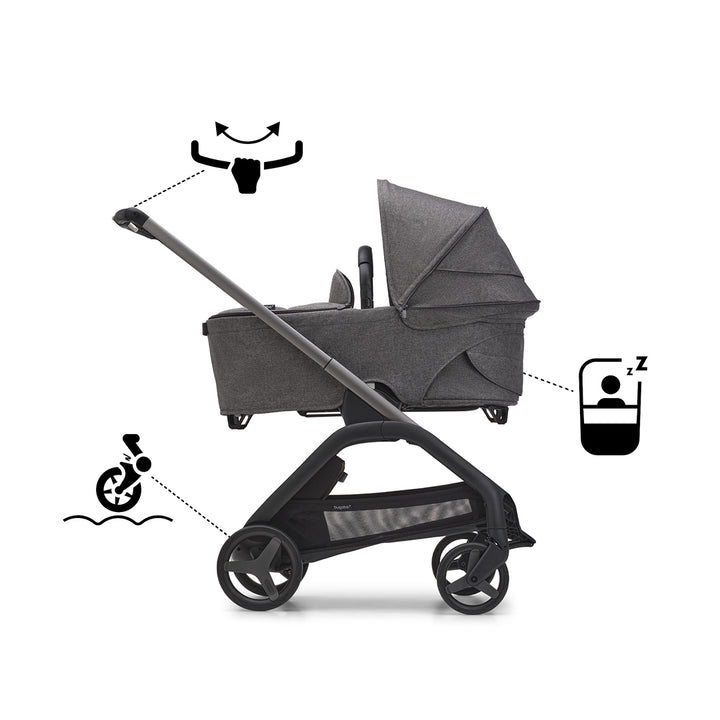 Bugaboo Dragonfly Complete Pushchair - Grey Melange-Strollers-Grey Melange-No Carrycot | Natural Baby Shower