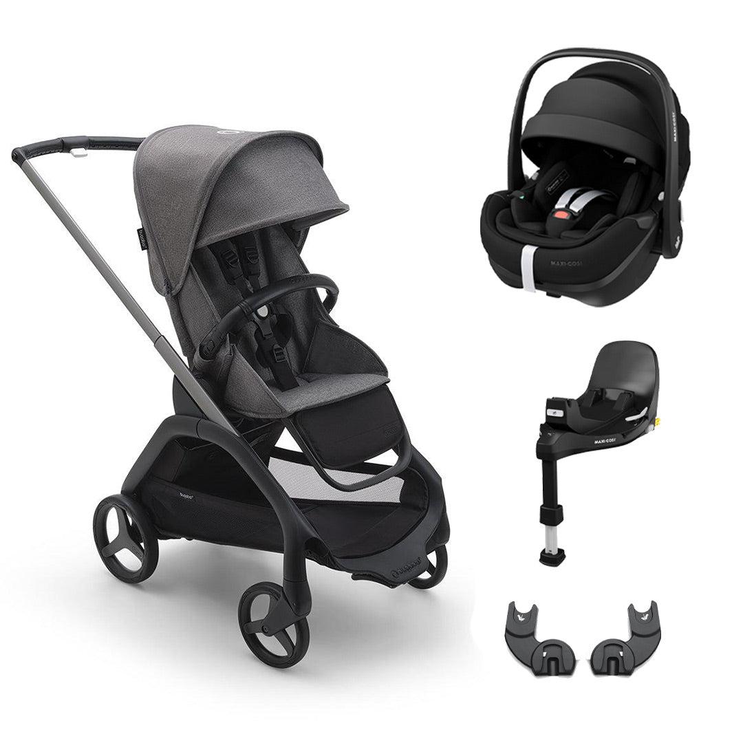 Bugaboo Dragonfly + Pebble 360/360 Pro Travel System - Grey Melange-Travel Systems-Pebble Pro Car Seat-No Carrycot | Natural Baby Shower
