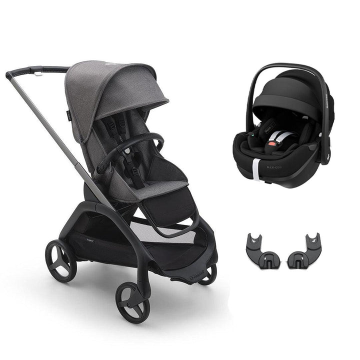 Bugaboo Dragonfly + Pebble 360/360 Pro Travel System - Grey Melange-Travel Systems-Pebble Pro Car Seat-No Carrycot | Natural Baby Shower