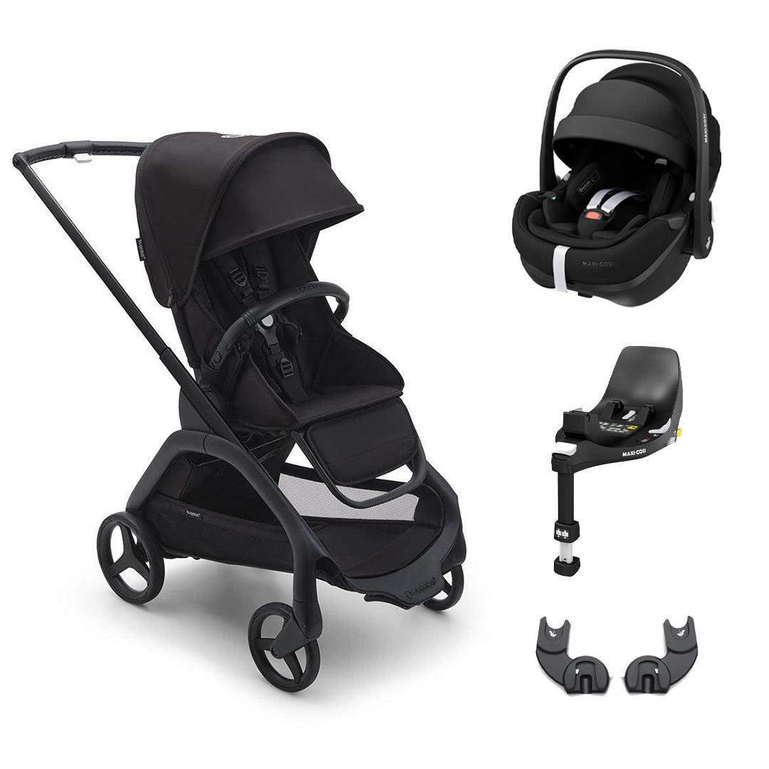 Bugaboo Dragonfly + Pebble 360/360 Pro Travel System - Midnight Black-Travel Systems-Pebble Pro Car Seat-No Carrycot | Natural Baby Shower