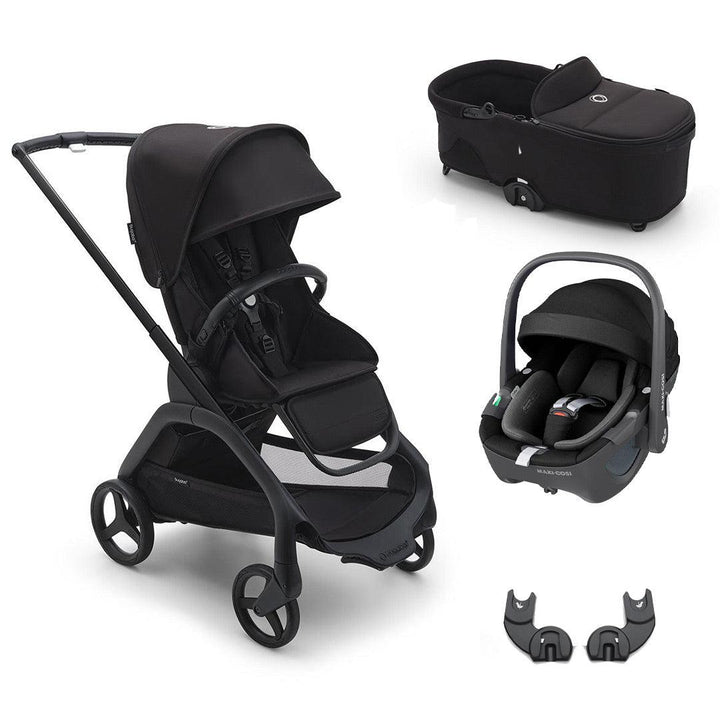 Bugaboo Dragonfly + Pebble 360/360 Pro Travel System - Midnight Black-Travel Systems-Pebble 360 Car Seat-With Carrycot | Natural Baby Shower
