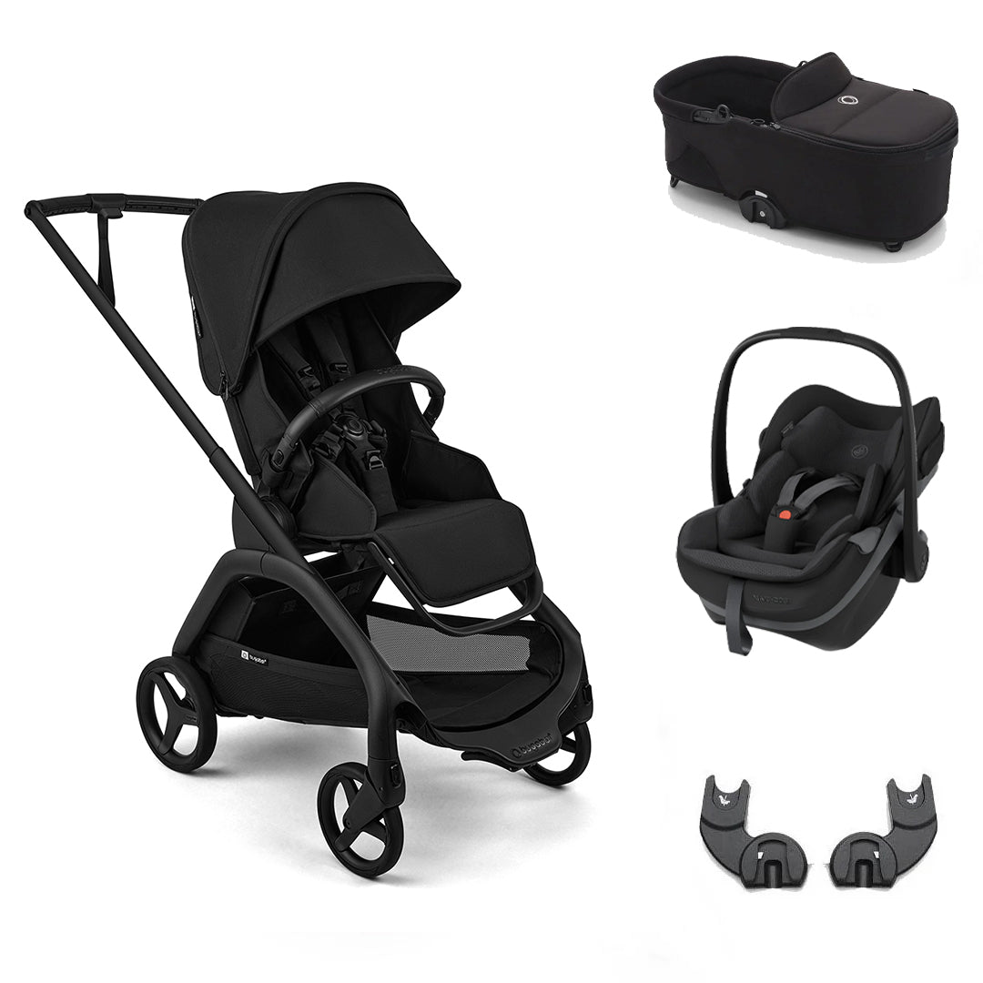 Bugaboo Dragonfly Plus + Pebble Slide Pro Travel System-Travel Systems-Heritage Black-With Carrycot | Natural Baby Shower