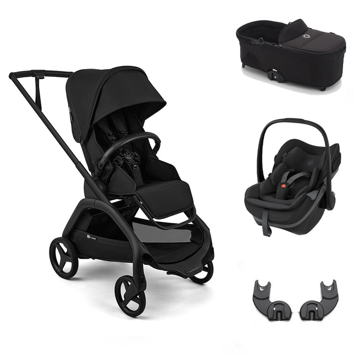 Bugaboo Dragonfly Plus + Pebble Slide Pro Travel System-Travel Systems-Heritage Black-With Carrycot | Natural Baby Shower