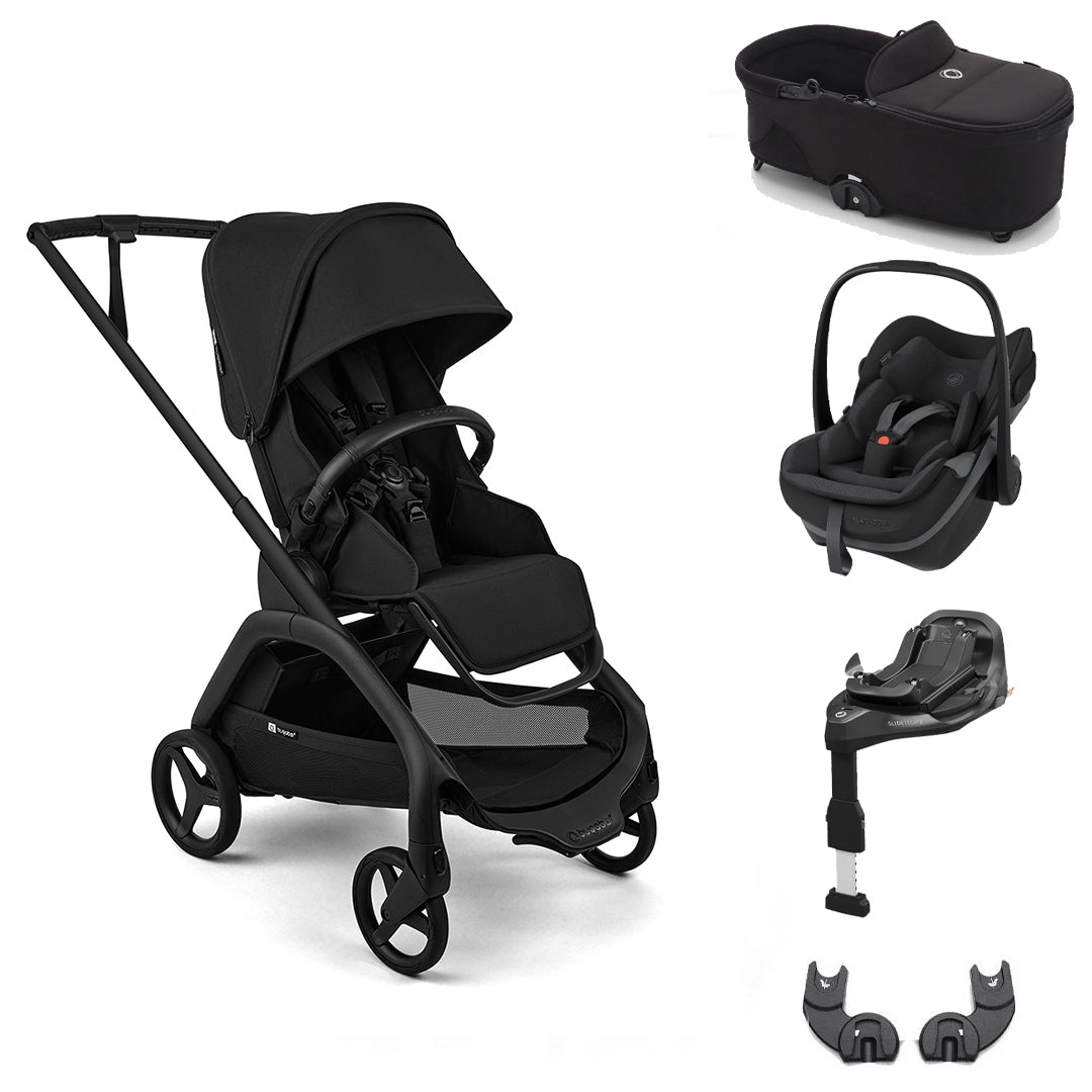 Bugaboo Dragonfly Plus + Pebble Slide Pro Travel System-Travel Systems-Heritage Black-With Carrycot | Natural Baby Shower
