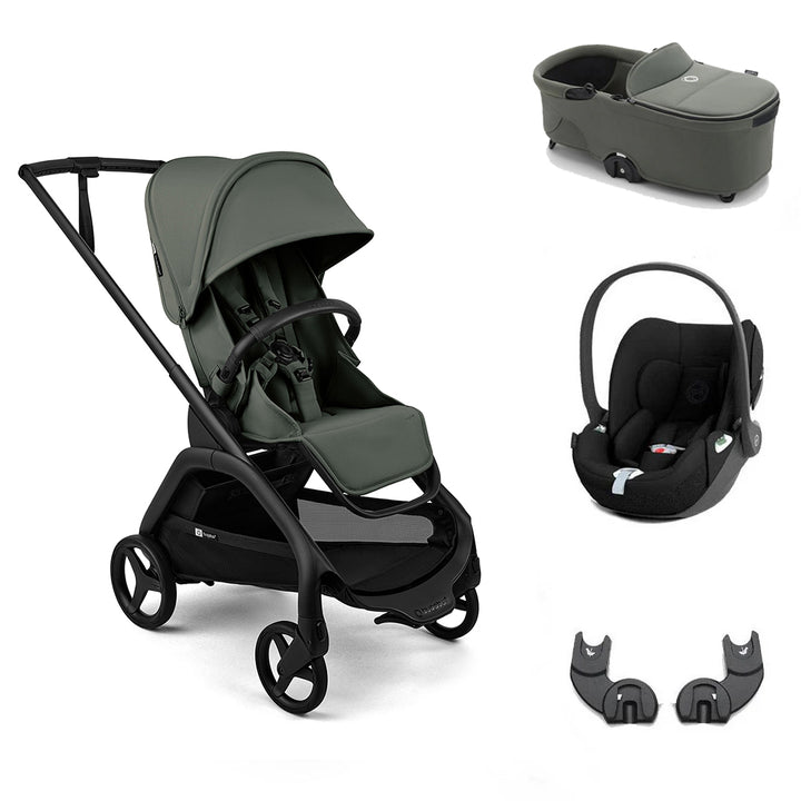 Bugaboo Dragonfly Plus + Cloud T Travel System-Travel Systems-Forest Green-With Carrycot | Natural Baby Shower