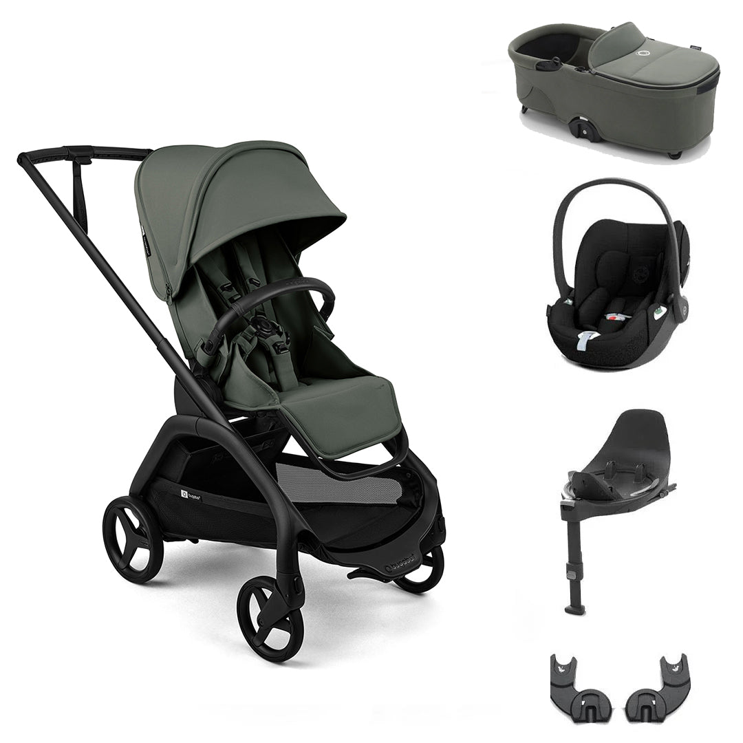 Bugaboo Dragonfly Plus + Cloud T Travel System-Travel Systems-Forest Green-With Carrycot | Natural Baby Shower