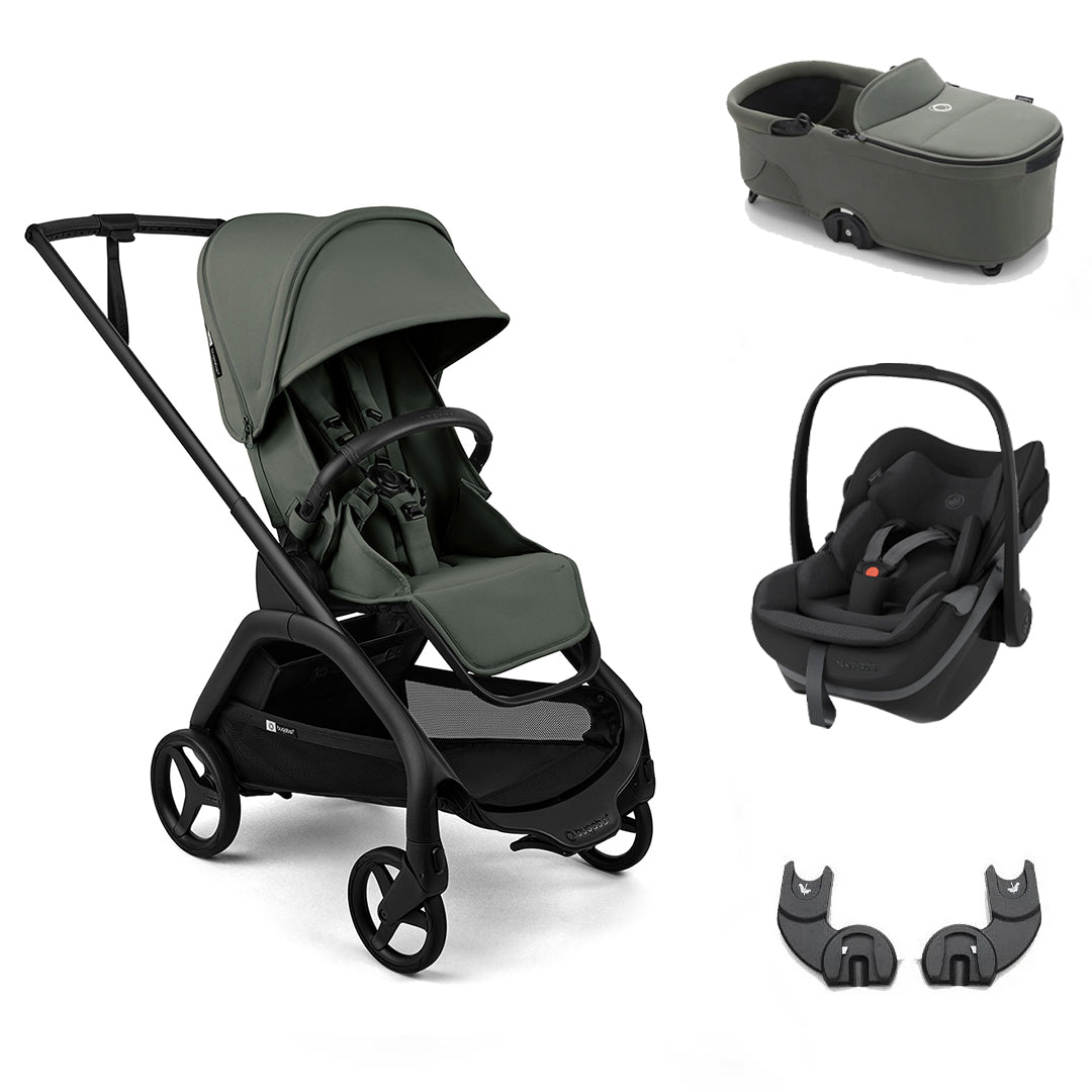Bugaboo Dragonfly Plus + Pebble Slide Pro Travel System-Travel Systems-Forest Green-With Carrycot | Natural Baby Shower