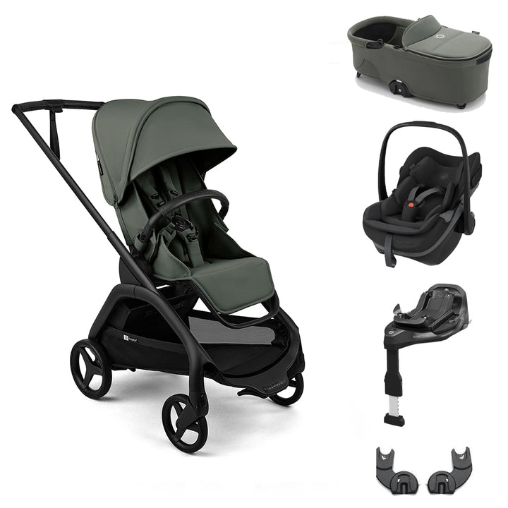Bugaboo Dragonfly Plus + Pebble Slide Pro Travel System-Travel Systems-Forest Green-With Carrycot | Natural Baby Shower