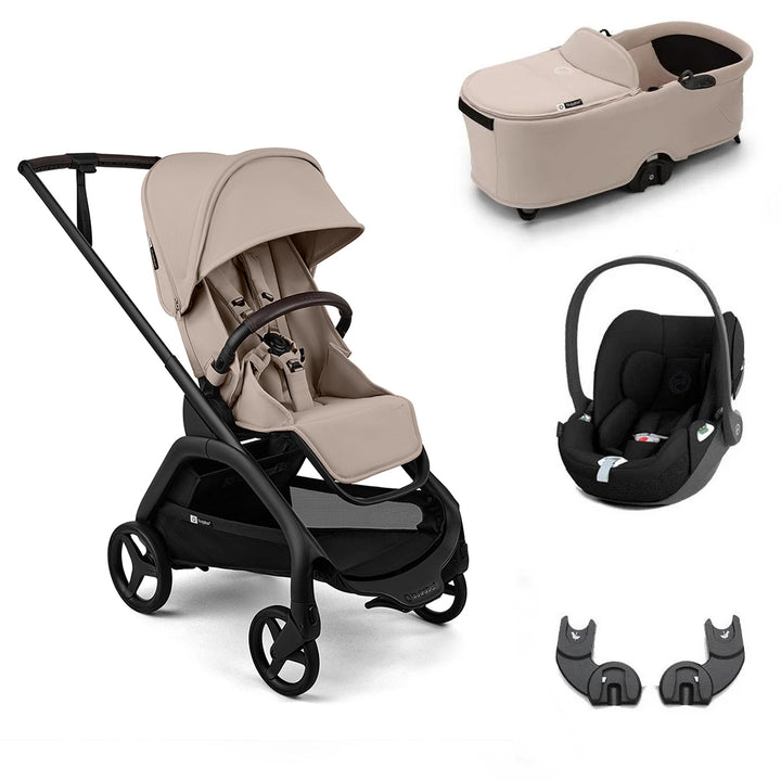 Bugaboo Dragonfly Plus + Cloud T Travel System-Travel Systems-Desert Taupe-With Carrycot | Natural Baby Shower