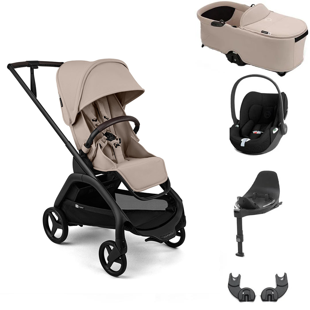 Bugaboo Dragonfly Plus + Cloud T Travel System-Travel Systems-Desert Taupe-With Carrycot | Natural Baby Shower