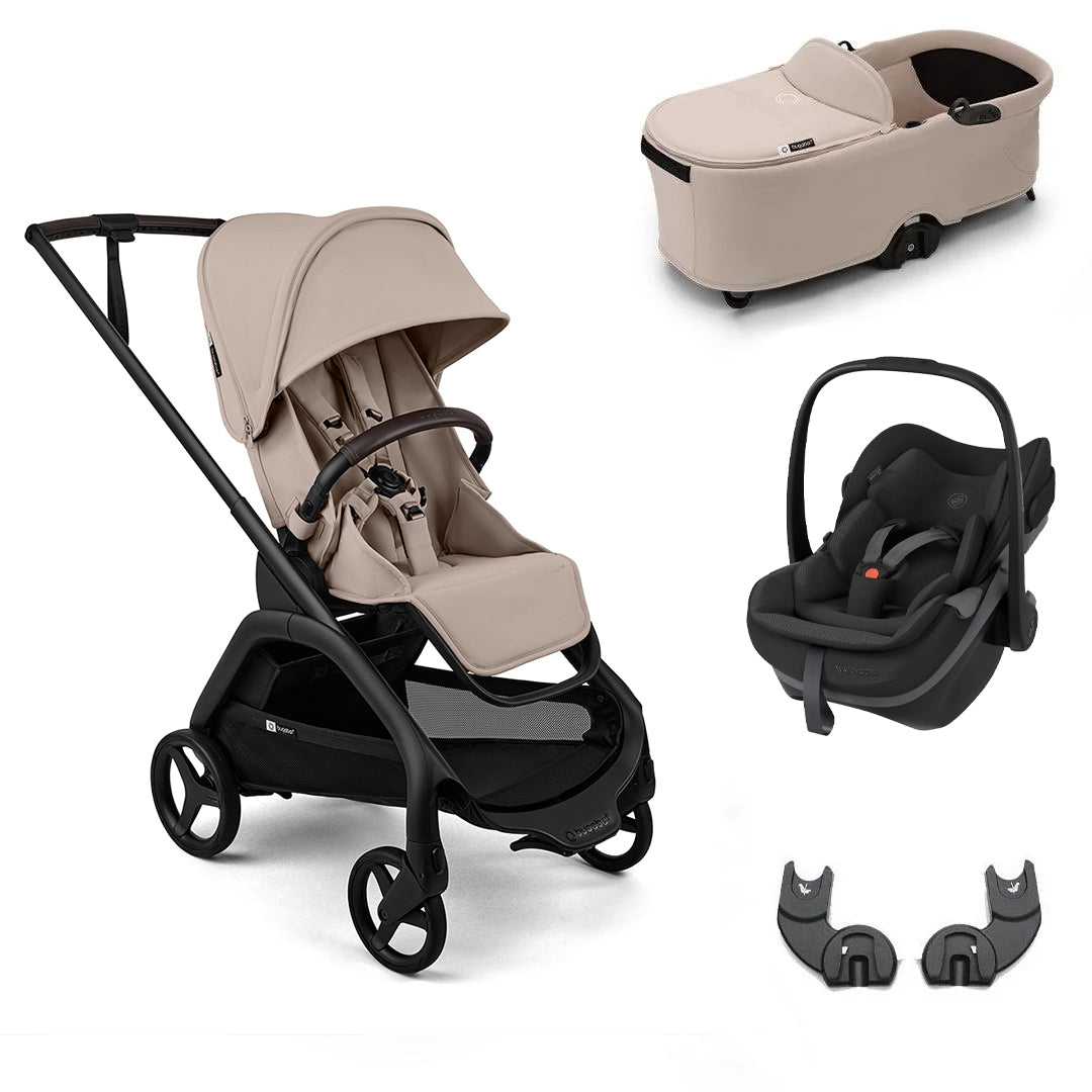 Bugaboo Dragonfly Plus + Pebble Slide Pro Travel System-Travel Systems-Desert Taupe-With Carrycot | Natural Baby Shower