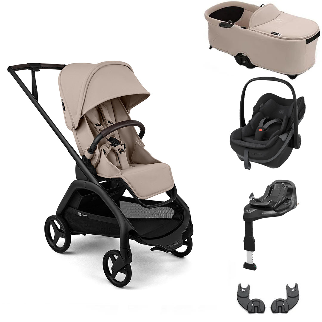 Bugaboo Dragonfly Plus + Pebble Slide Pro Travel System-Travel Systems-Desert Taupe-With Carrycot | Natural Baby Shower