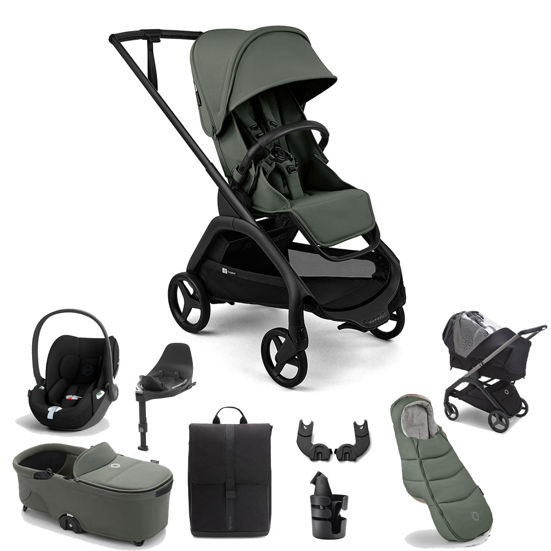 Bugaboo Dragonfly Plus Ultimate + Pebble Slide Pro Travel System-Travel Systems-Forest Green- | Natural Baby Shower