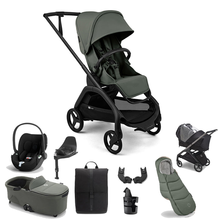 Bugaboo Dragonfly Plus Ultimate + Pebble Slide Pro Travel System-Travel Systems-Forest Green- | Natural Baby Shower