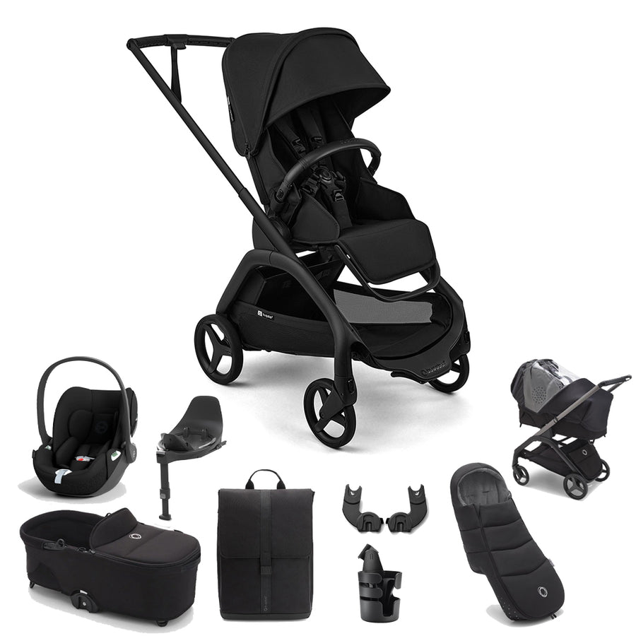 Bugaboo Dragonfly Plus Ultimate + Pebble Slide Pro Travel System-Travel Systems-Heritage Black- | Natural Baby Shower