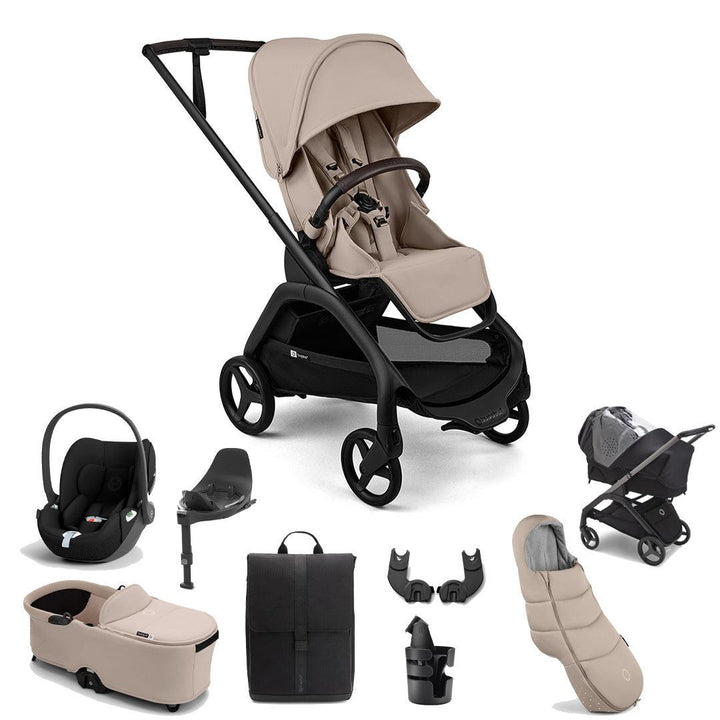 Bugaboo Dragonfly Plus Ultimate + Pebble Slide Pro Travel System-Travel Systems-Desert Taupe- | Natural Baby Shower